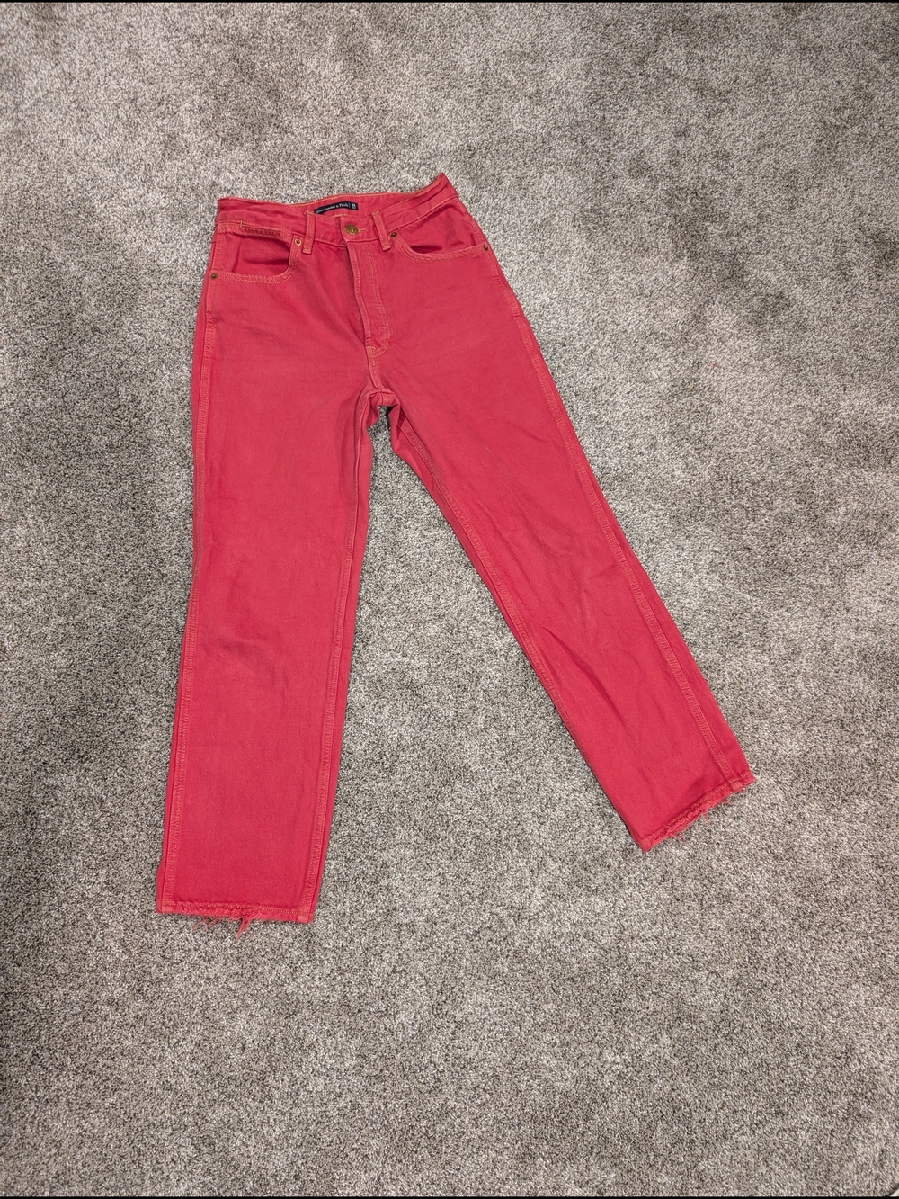 Abercrombie & Fitch - Size 2/26 - Coral-Red Straight Leg Jeans